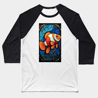 Stained Glass Style Clownfish Baseball T-Shirt